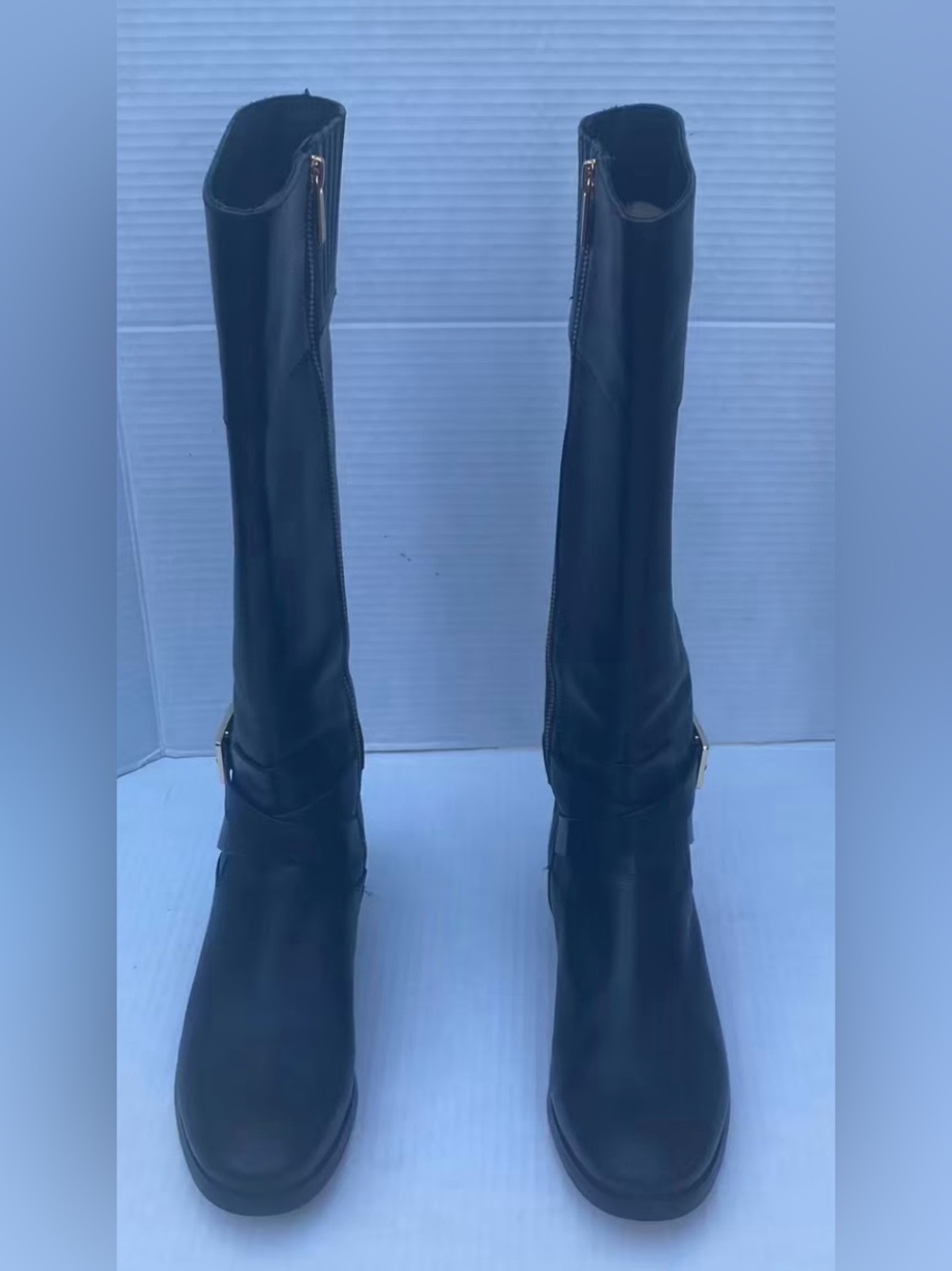 Authentic Michael Kors Bryce Black Leather Riding Boots Size 8M